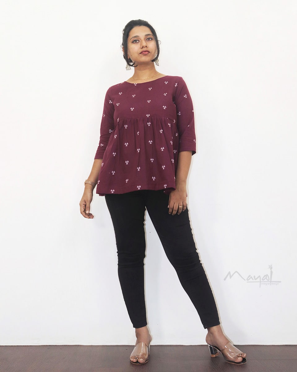 Wine Purple Peplum Top