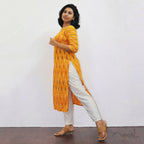 Yellow Stripe Ikat Kurta