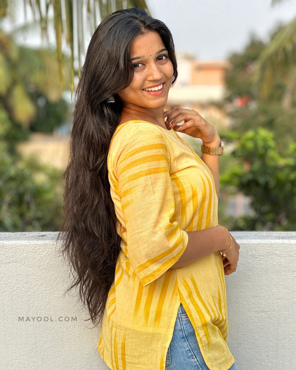 Yellow Cotton Short Kurta