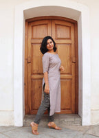 Almond Self Design Jacquard Cotton Kurta