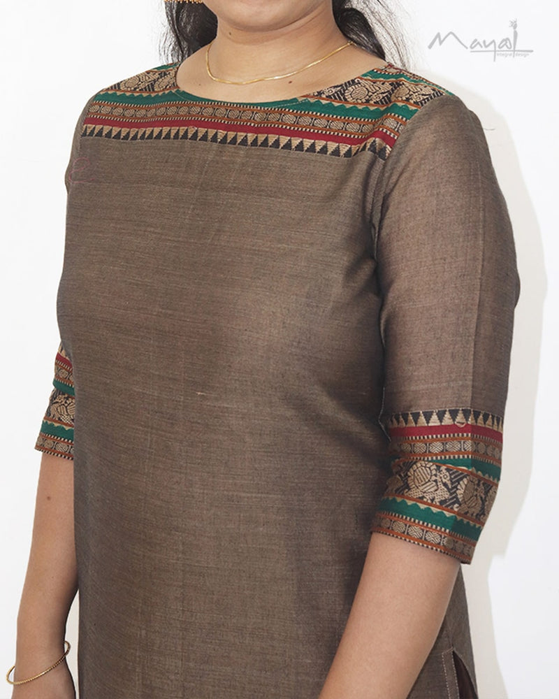 Beige Narayanpet Traditional Cotton Kurta