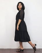 Black Cotton Fit and Flare Dresses