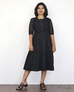 Black Cotton Fit and Flare Dresses