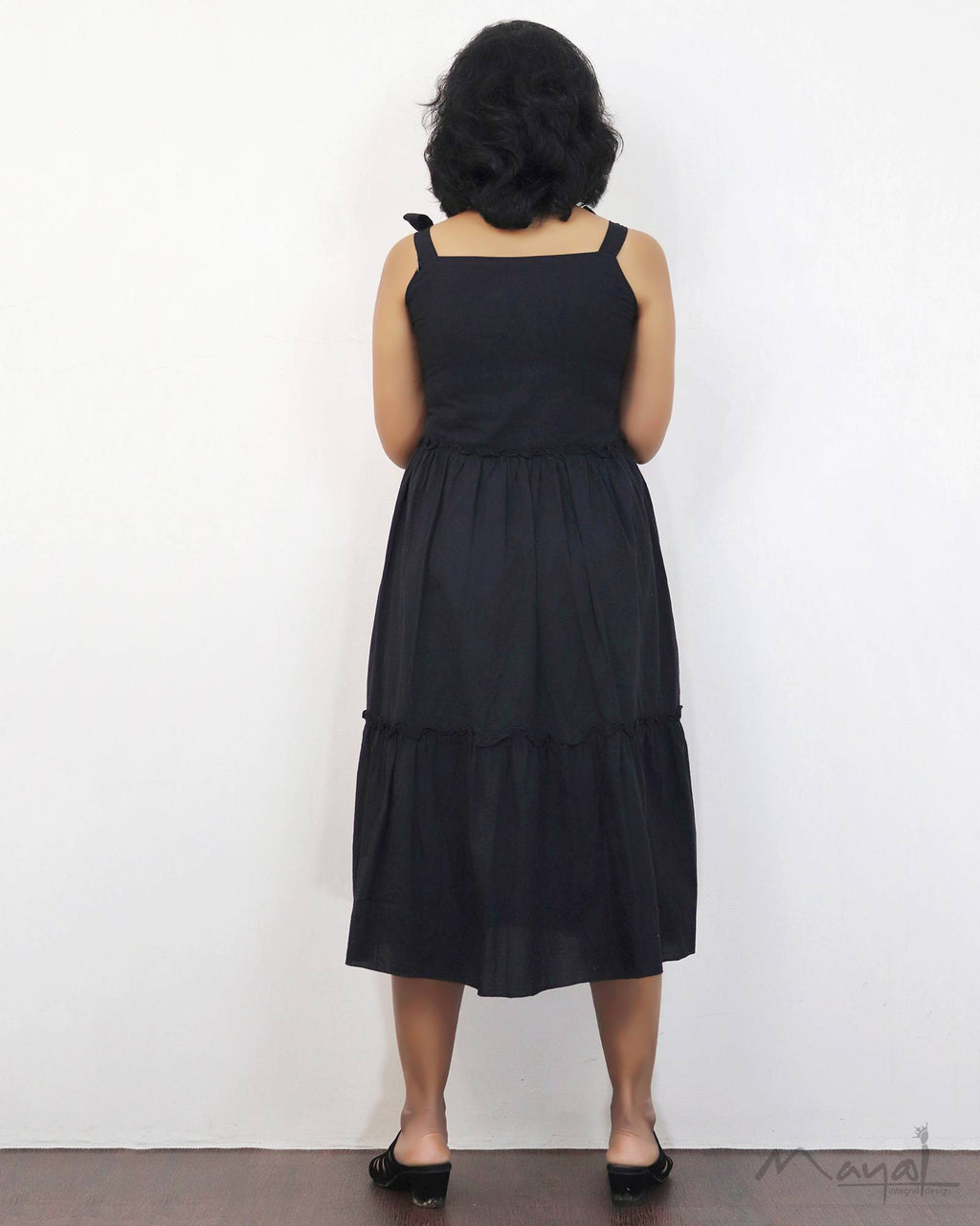 Black Cotton Fit and Flare Dresses