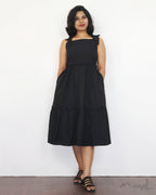 Black Cotton Fit and Flare Dresses