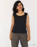 Black Sleeveless Cotton Short Top