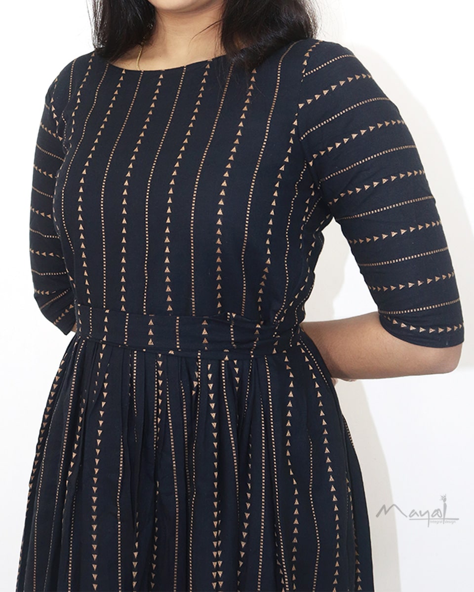 Black Triangle Fit & Flare Cotton Dresses