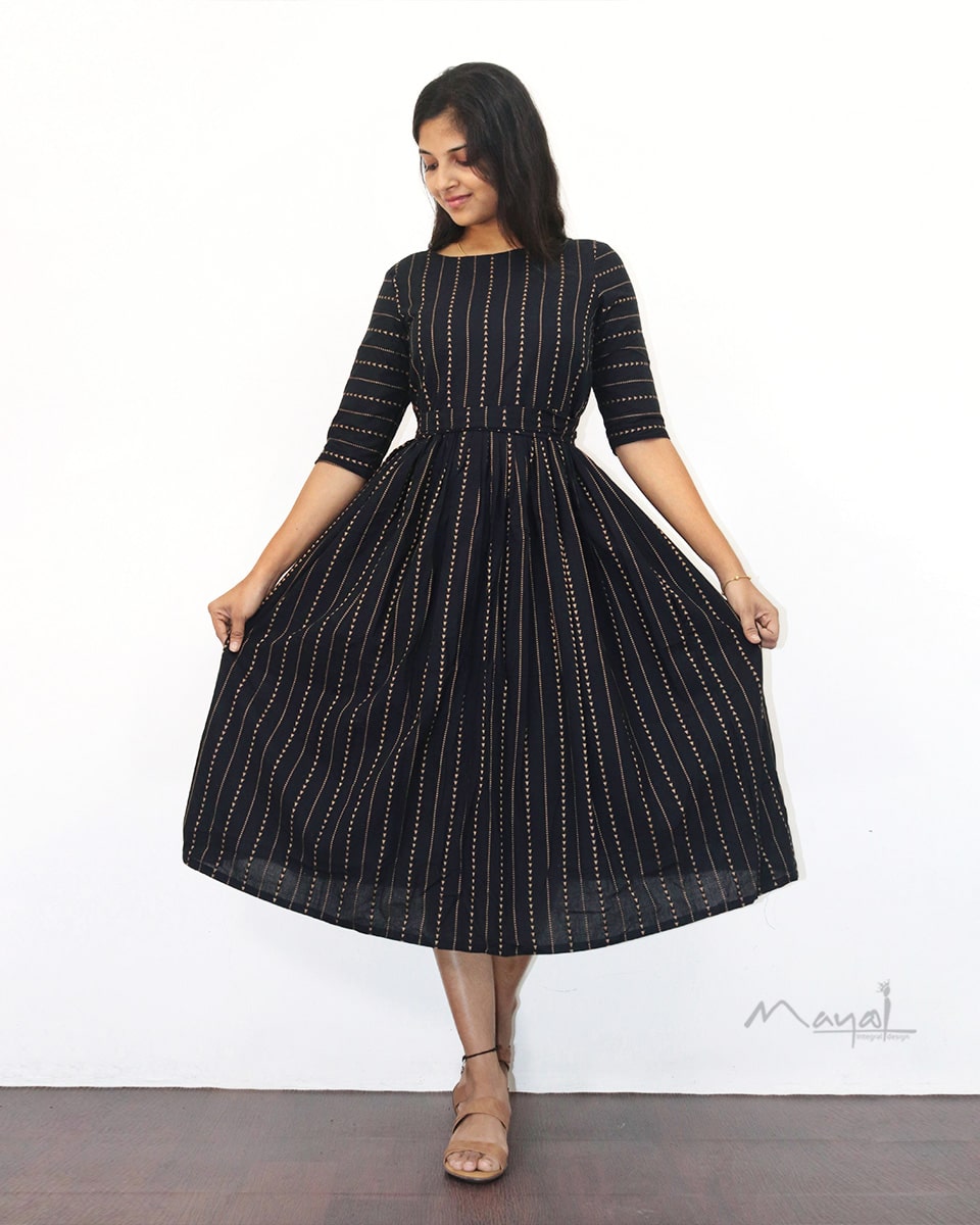 Black Triangle Fit & Flare Cotton Dresses