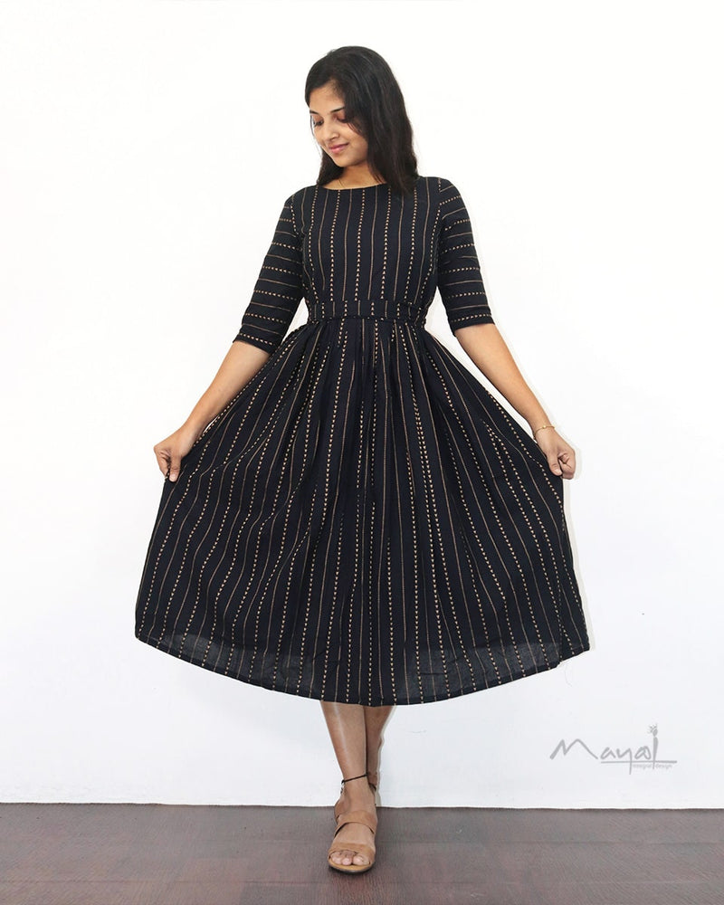 Black Triangle Fit & Flare Cotton Dresses