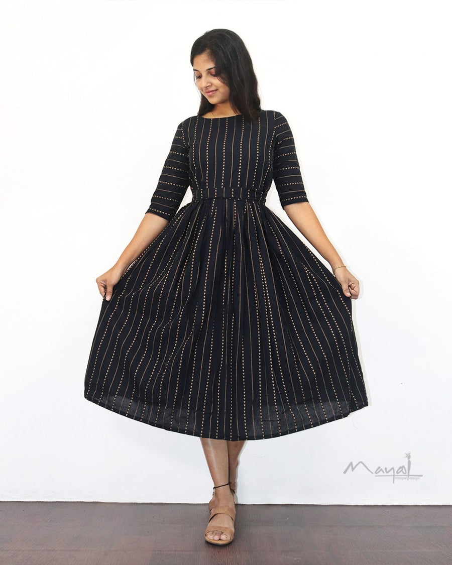 Black Triangle Fit & Flare Cotton Dresses
