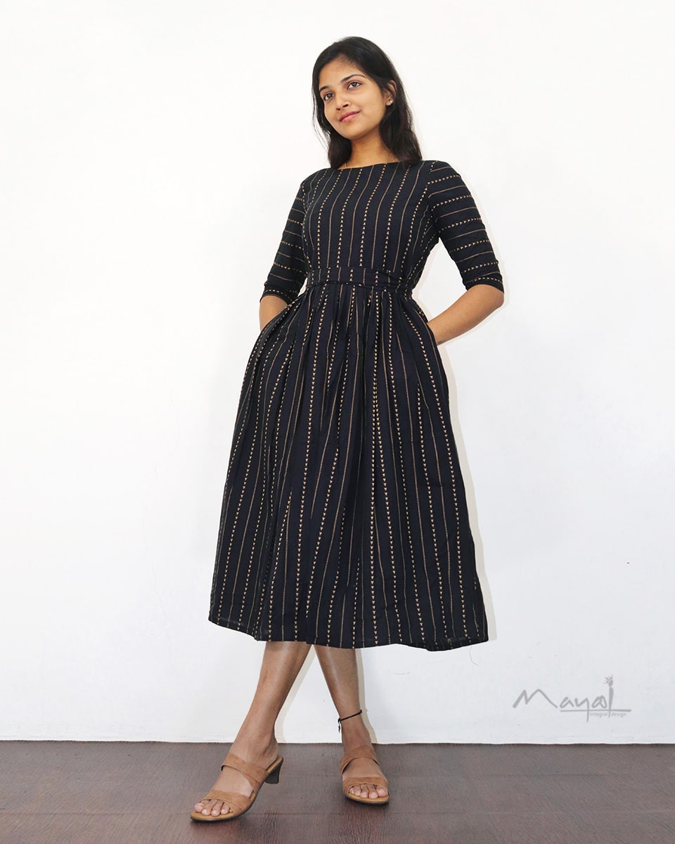 Black Triangle Fit & Flare Cotton Dresses