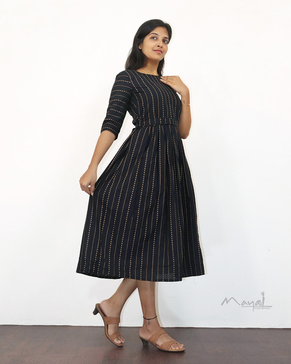 Black Triangle Fit & Flare Cotton Dresses