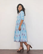Light Blue Ikat Fit & Flare Dresses