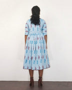 Light Blue Ikat Fit & Flare Dresses