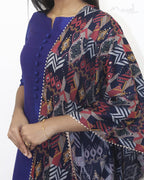 Blue Solid Silk Cotton Kurta