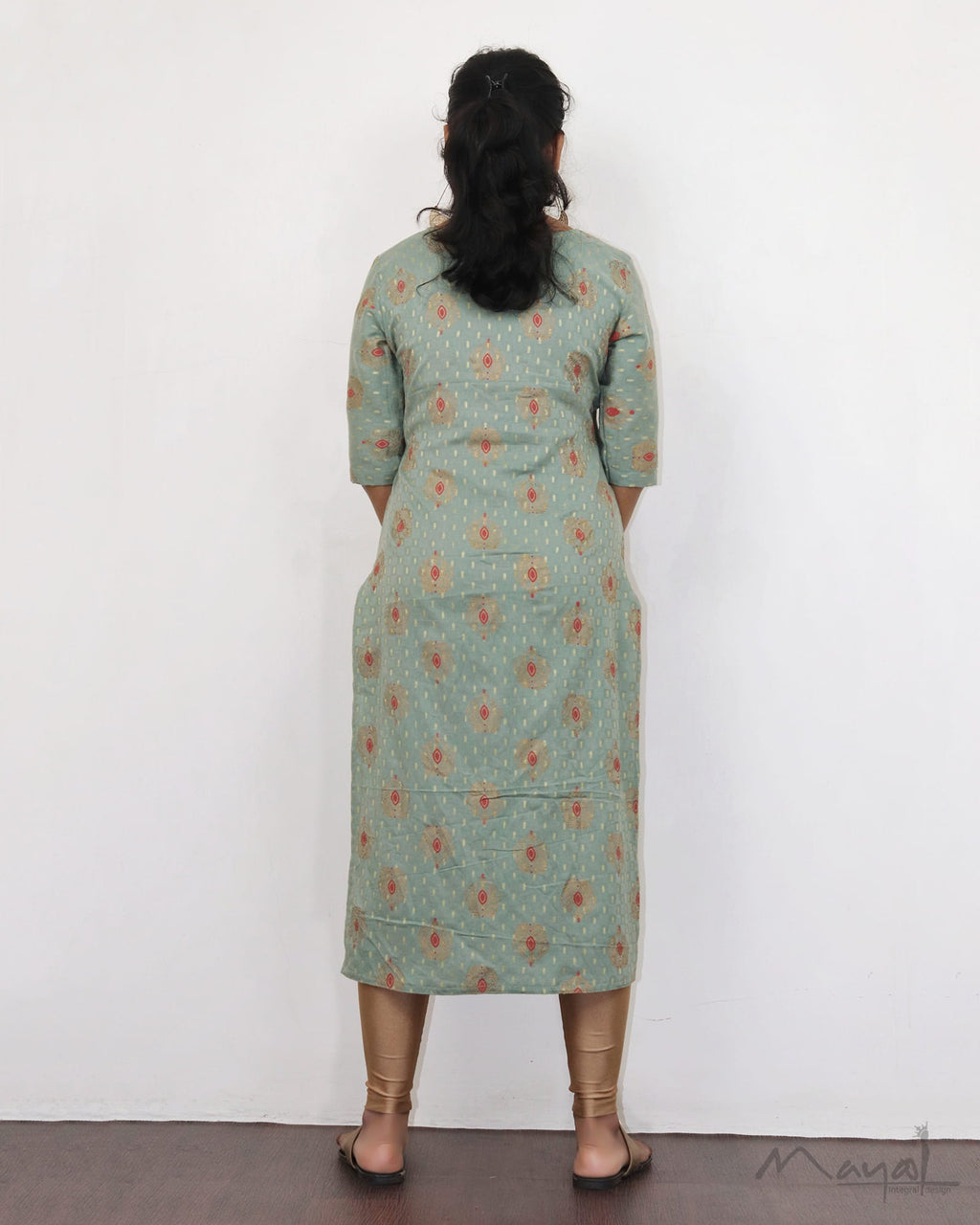 Tea Green Printed Cotton Kurta