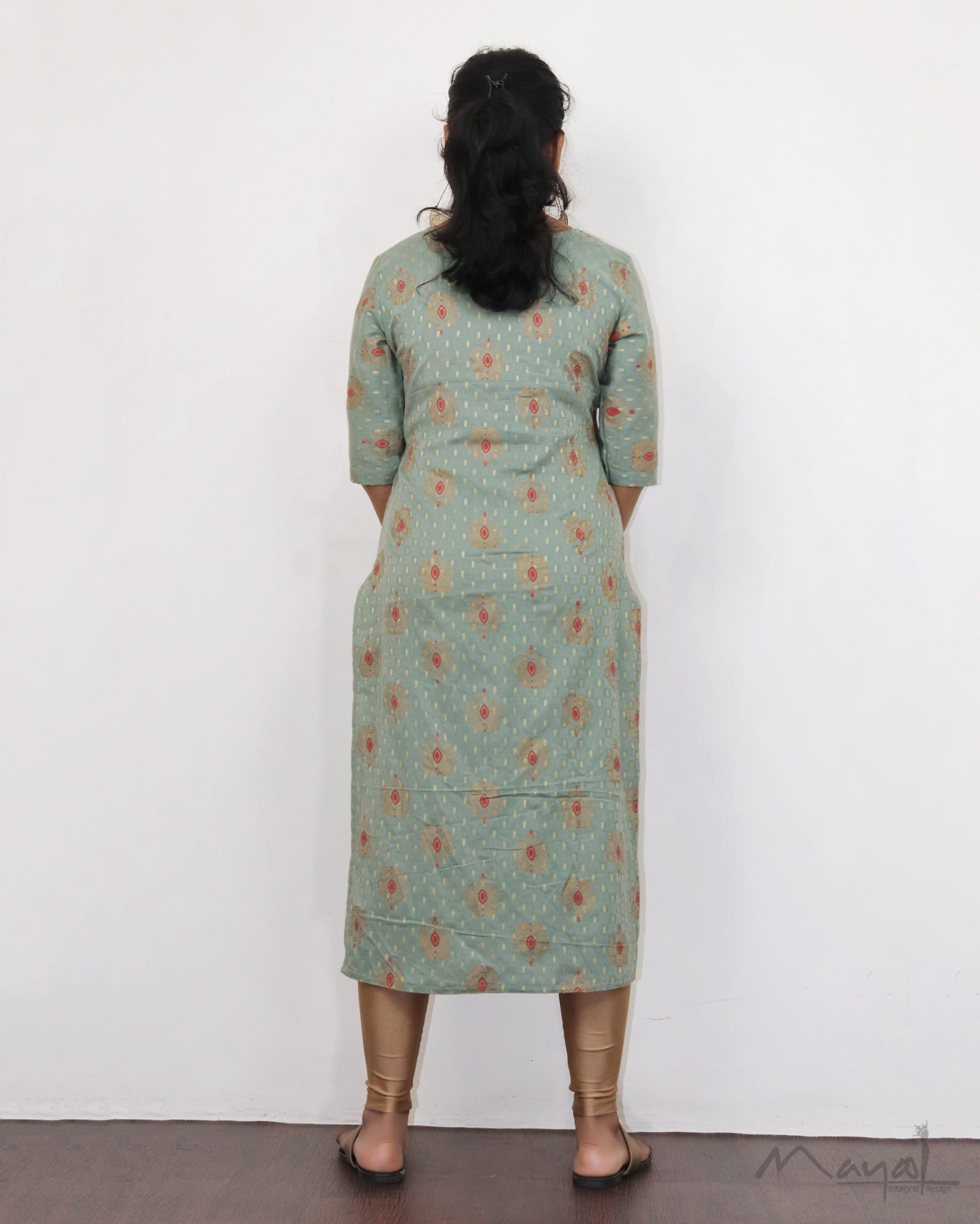 Tea Green Printed Cotton Kurta