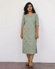 Tea Green Printed Cotton Kurta