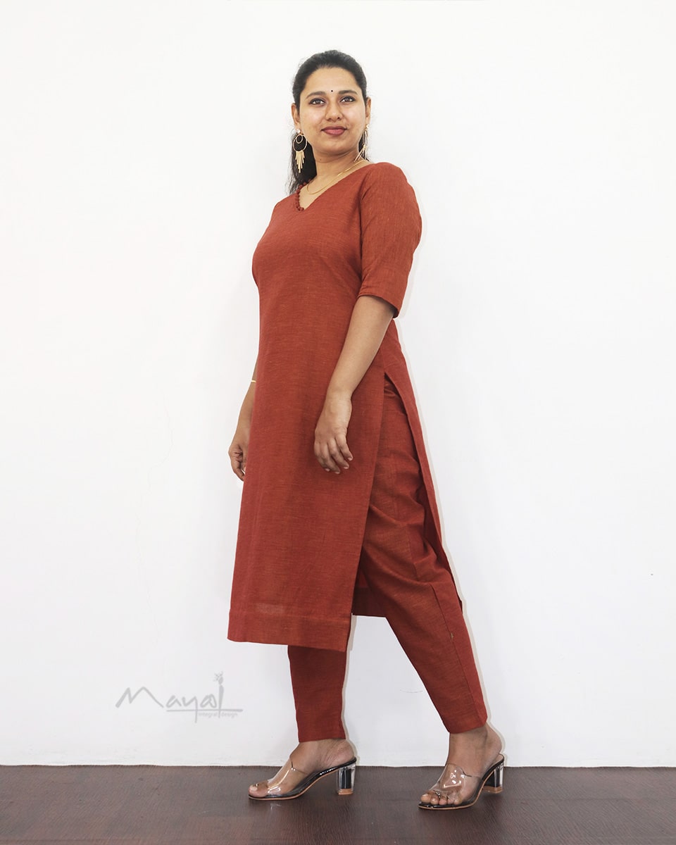 Bronze Orange Cotton Kurta