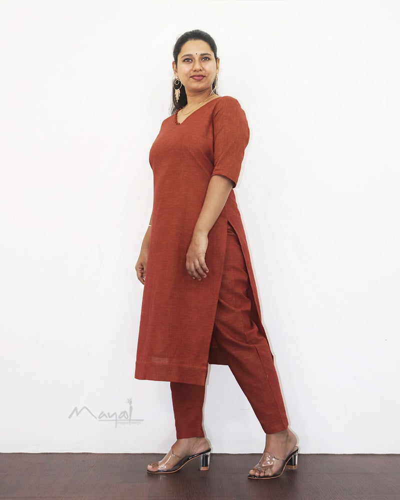 Bronze Orange Cotton Kurta
