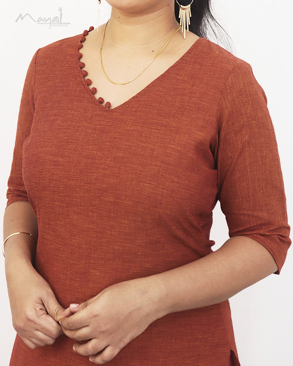 Bronze Orange Cotton Kurta