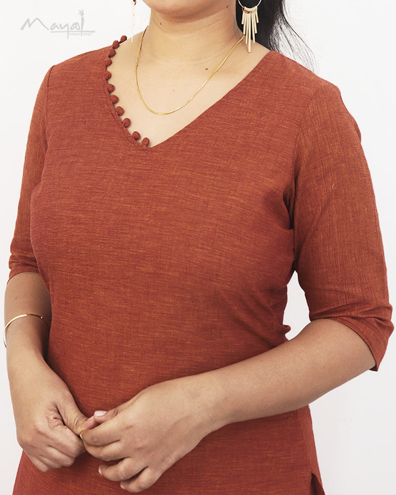 Bronze Orange Cotton Kurta