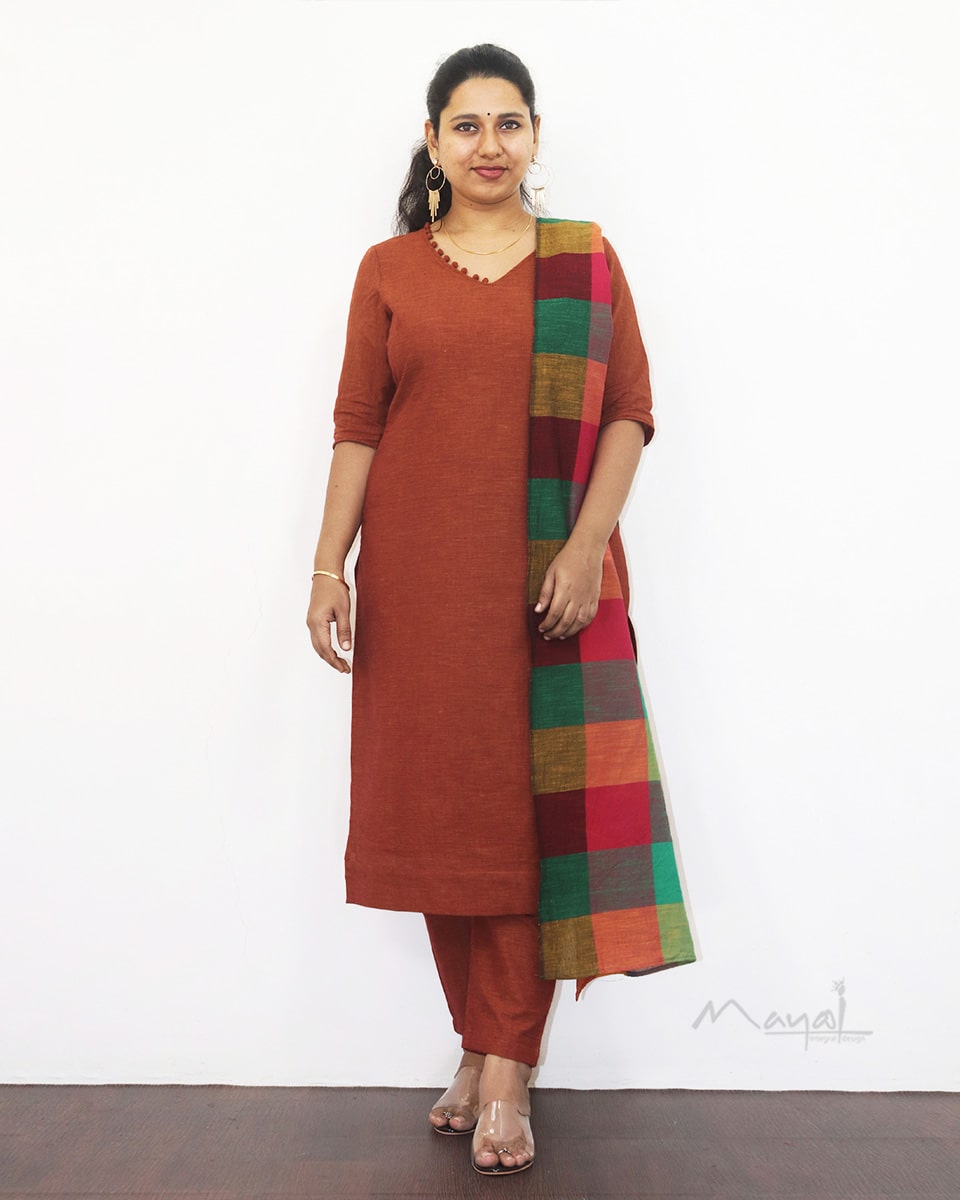 Bronze Orange Cotton Kurta