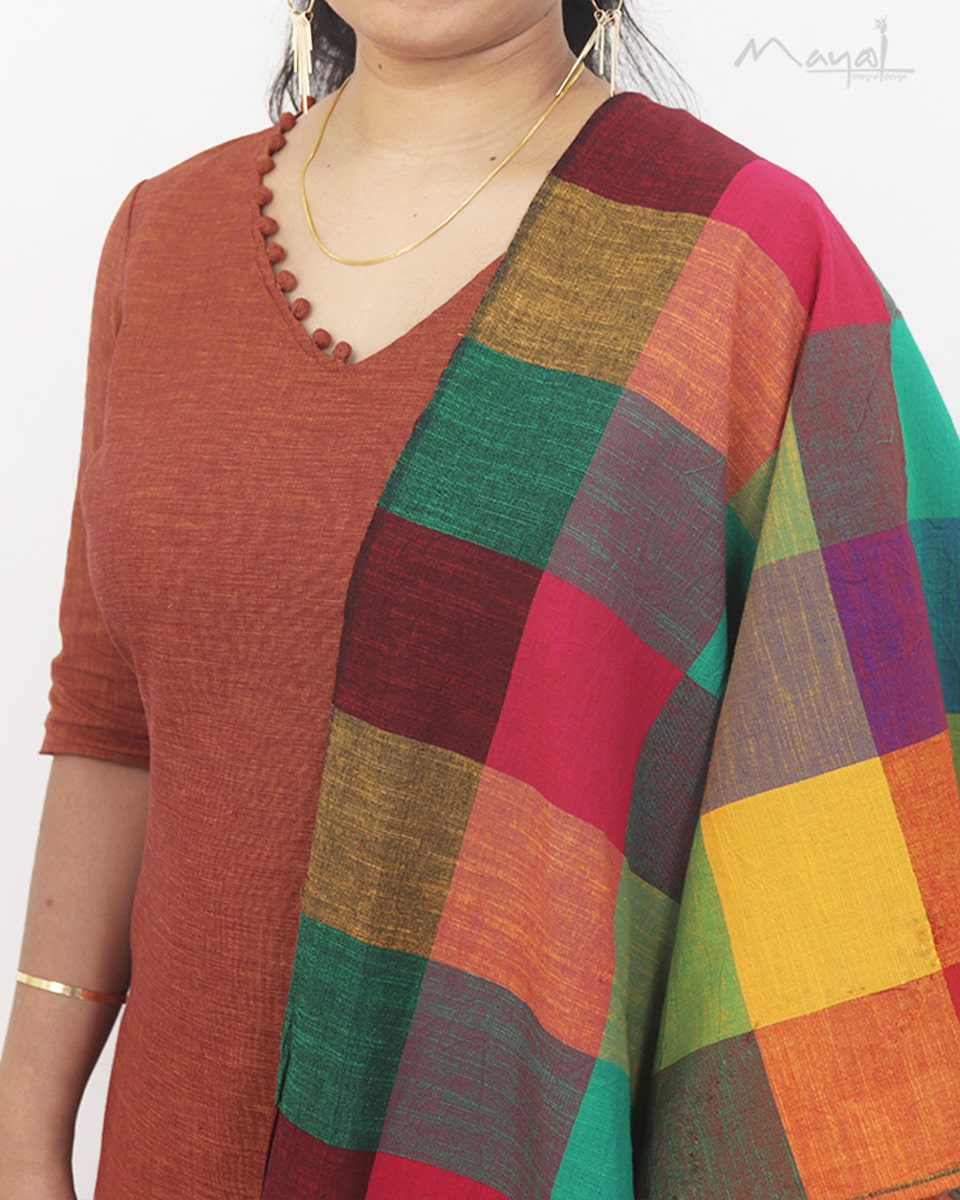 Bronze Orange Cotton Kurta