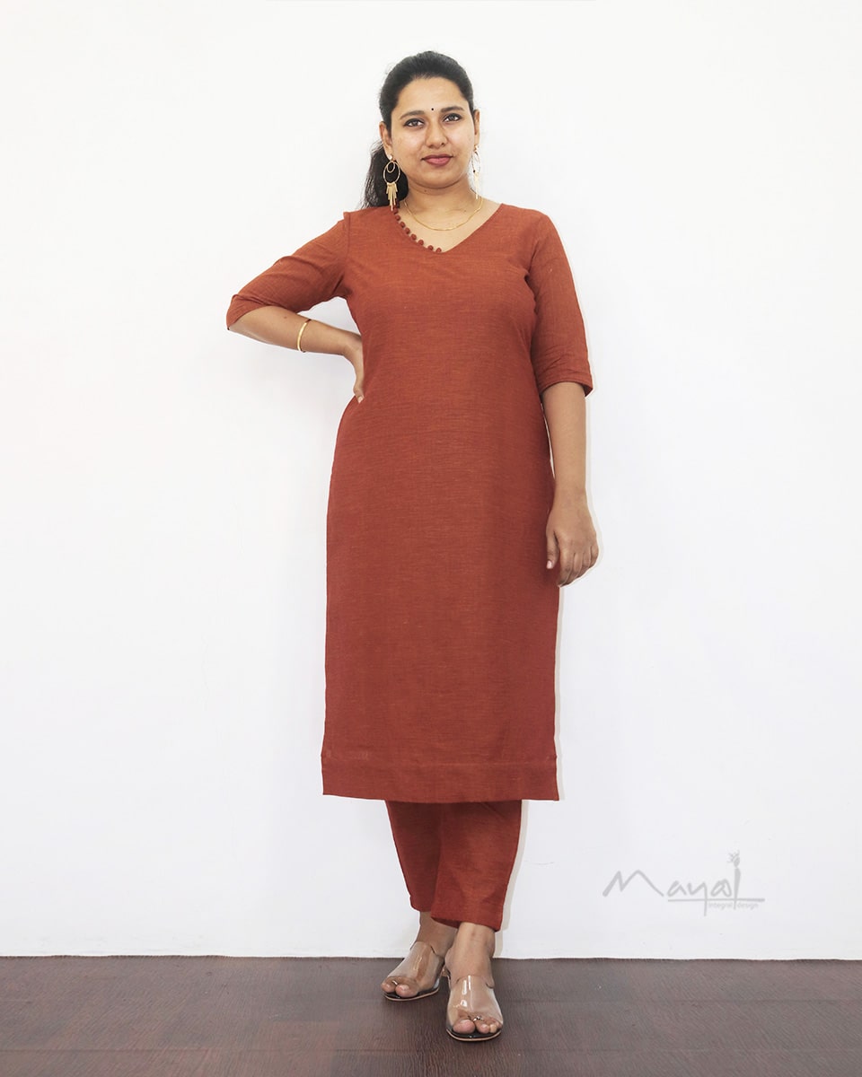 Bronze Orange Cotton Kurta