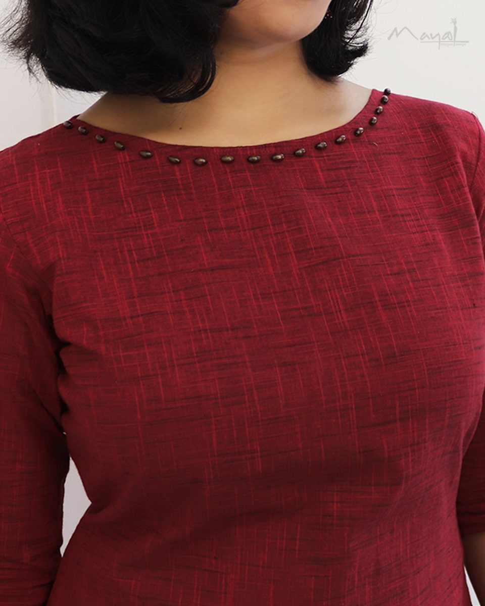 Crimson Red Cotton Kurta