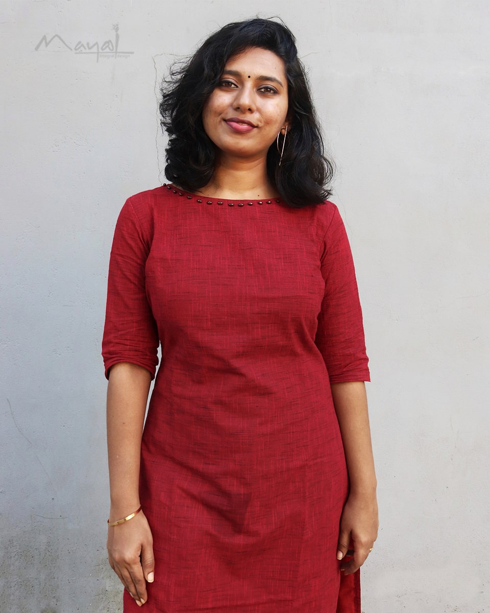 Crimson Red Cotton Kurta