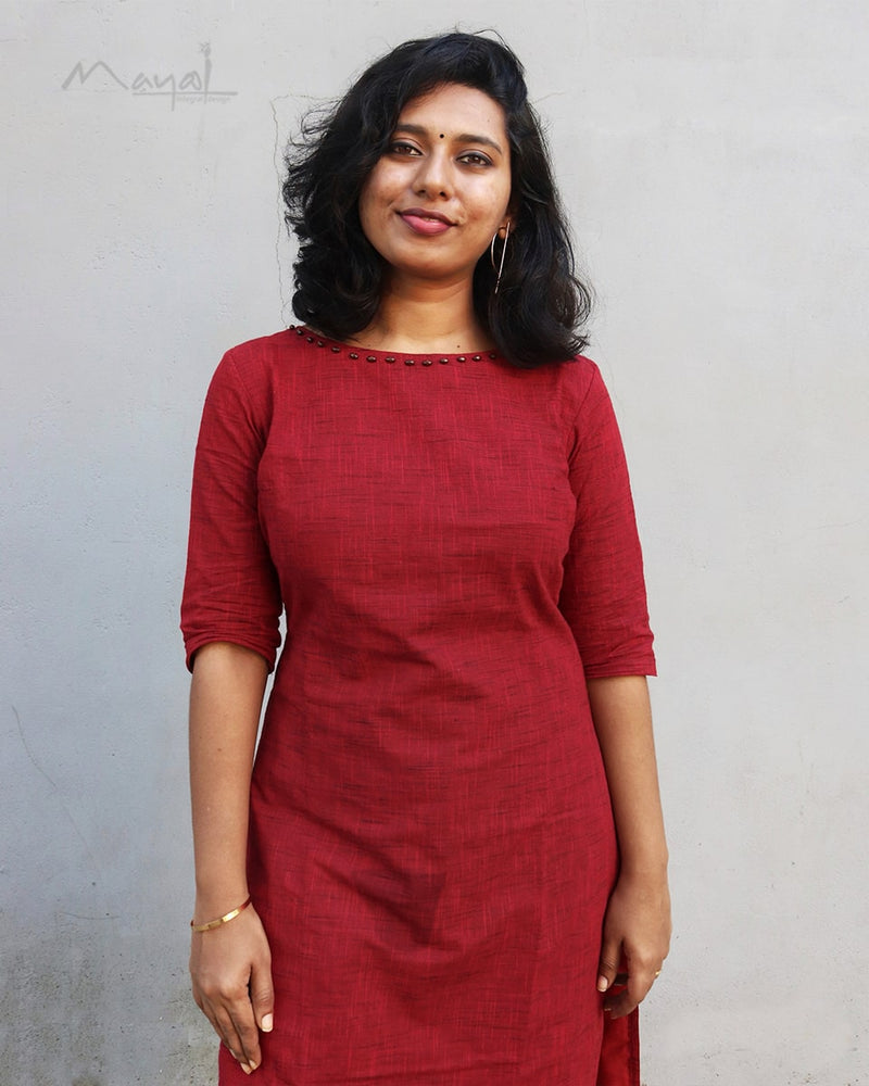 Crimson Red Cotton Kurta