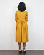 Fire Yellow Fit and Flare Cotton Dresses