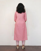 Flamingo Pink Self Stitched Cotton Kurta