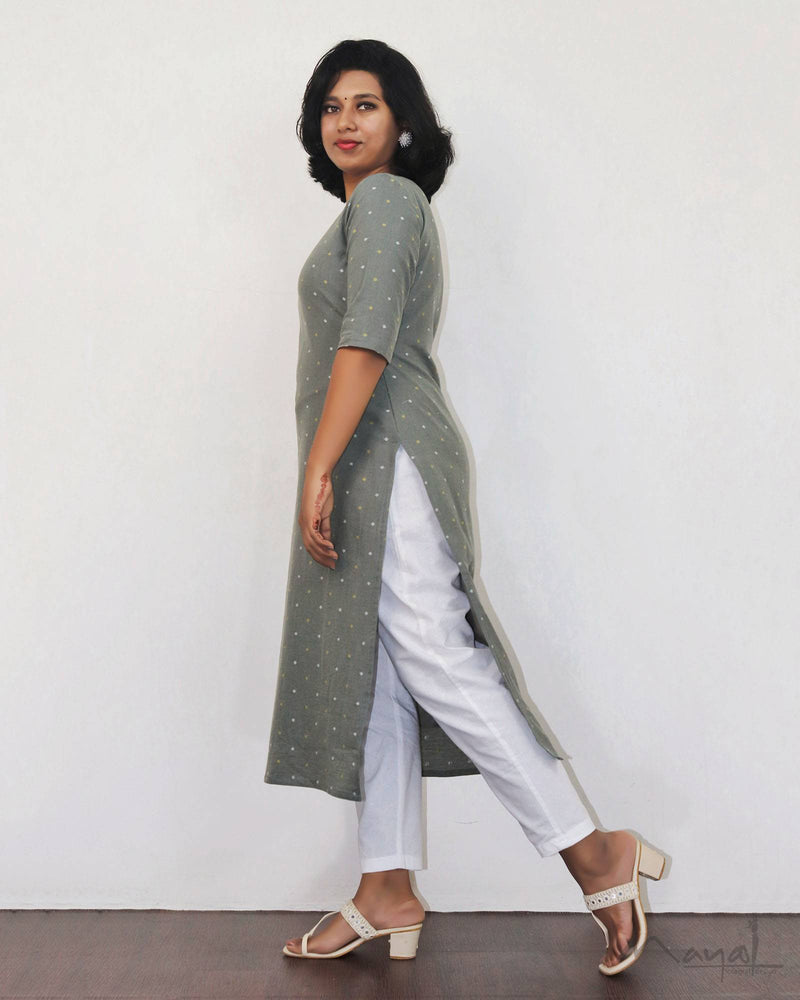 Lichen Green Cotton Kurta