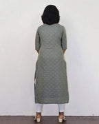 Lichen Green Cotton Kurta