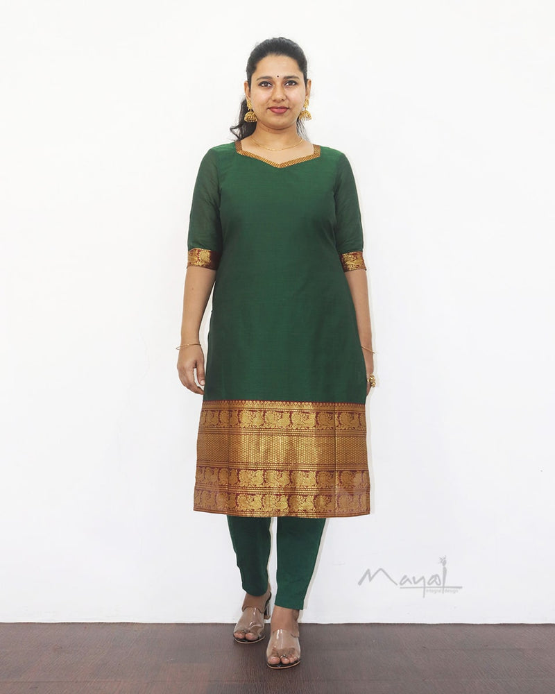 Dark Green Traditional Cotton Kurta