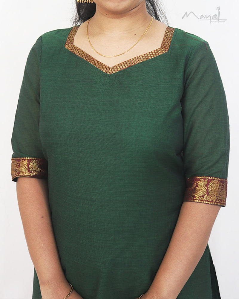 Dark Green Traditional Cotton Kurta
