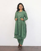 Russian Green Self Design Cotton Kurta
