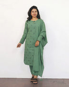 Russian Green Self Design Cotton Kurta