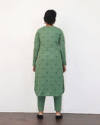 Russian Green Self Design Cotton Kurta