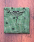 Russian Green Self Design Cotton Kurta