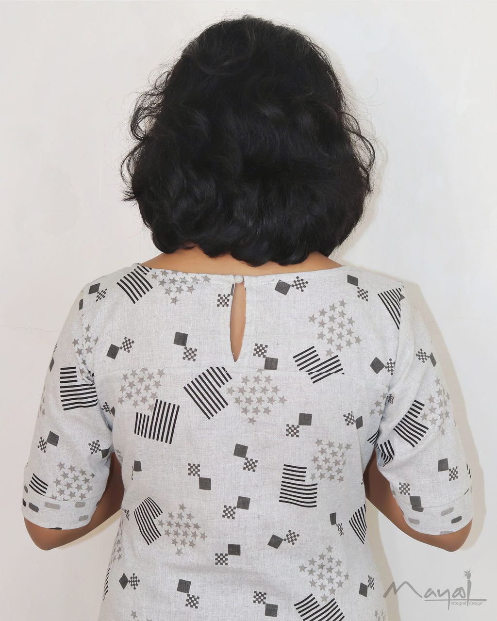 Light Grey Printed Cotton Kurta