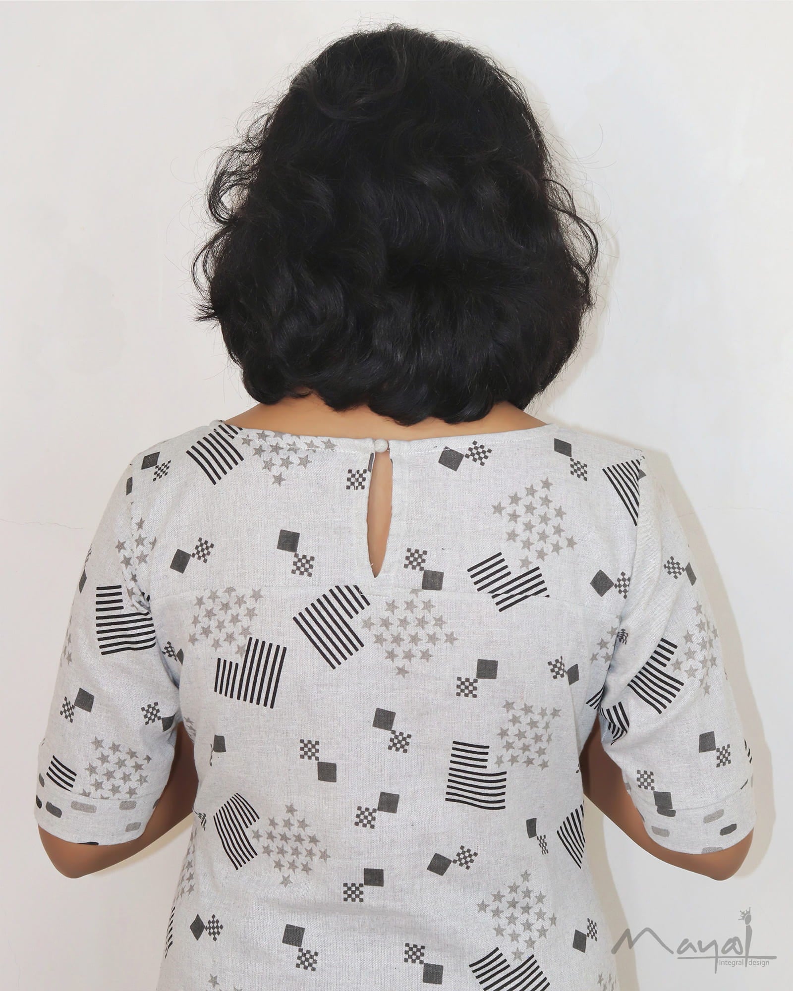 Light Grey Printed Cotton Kurta