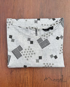 Light Grey Printed Cotton Kurta