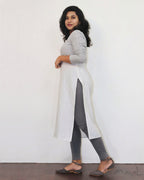 White Stripe Patchwork Cotton Kurta