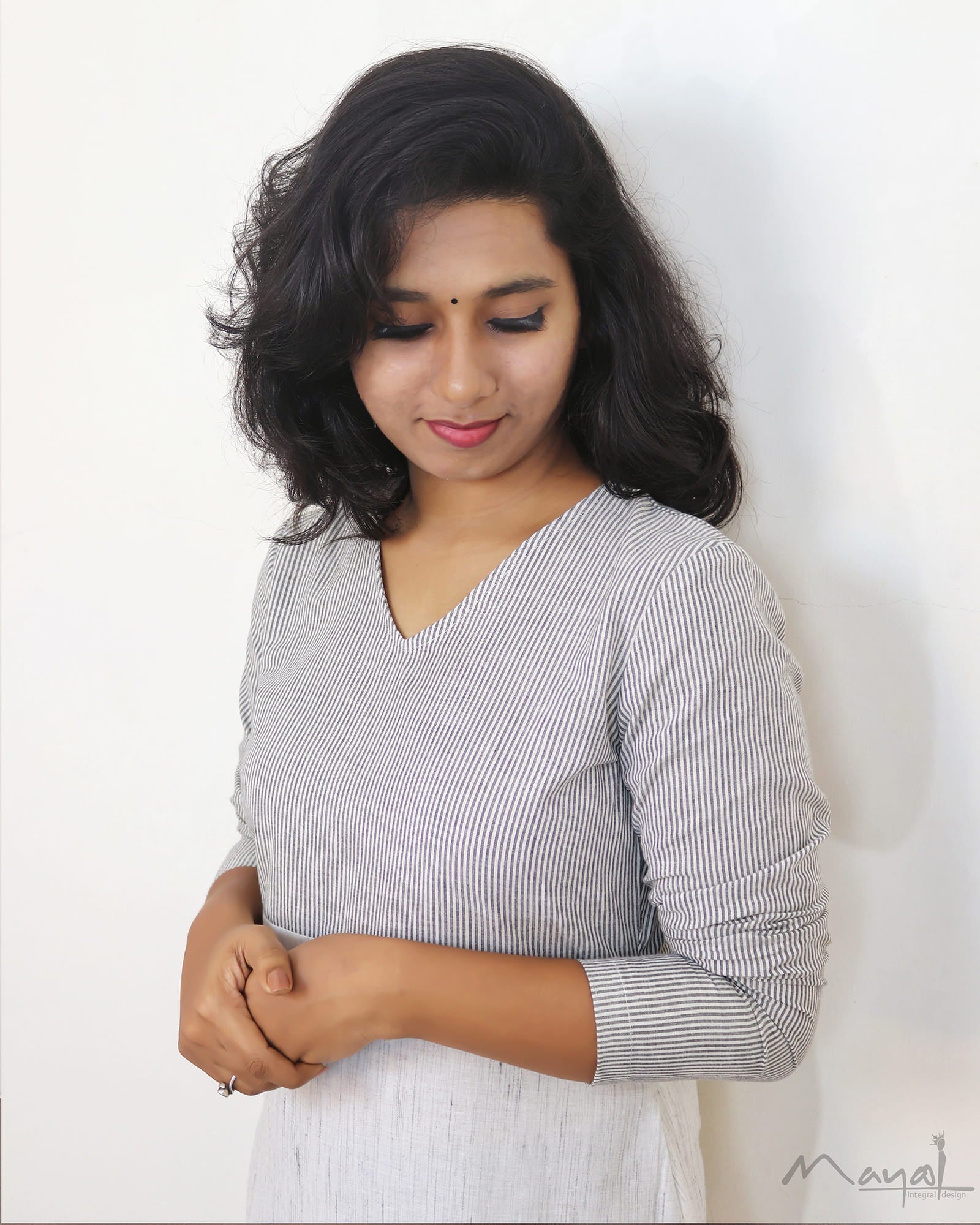 White Stripe Patchwork Cotton Kurta