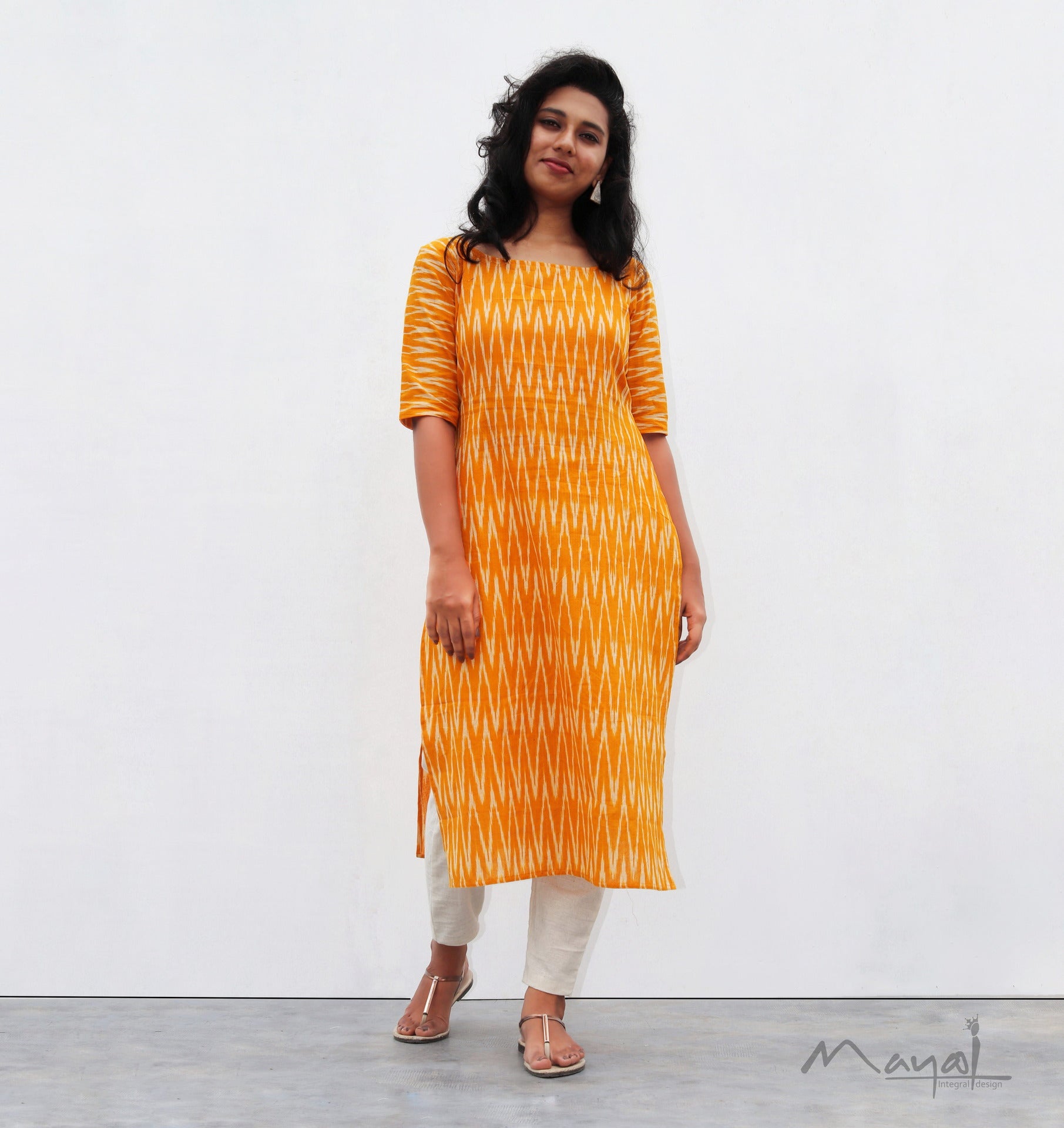 Yellow Ikat Kurta
