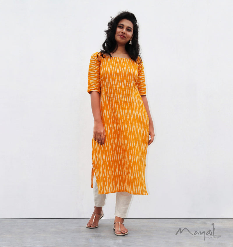 Yellow Ikat Kurta
