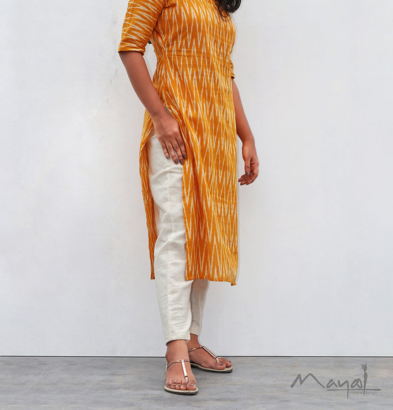 Yellow Ikat Kurta